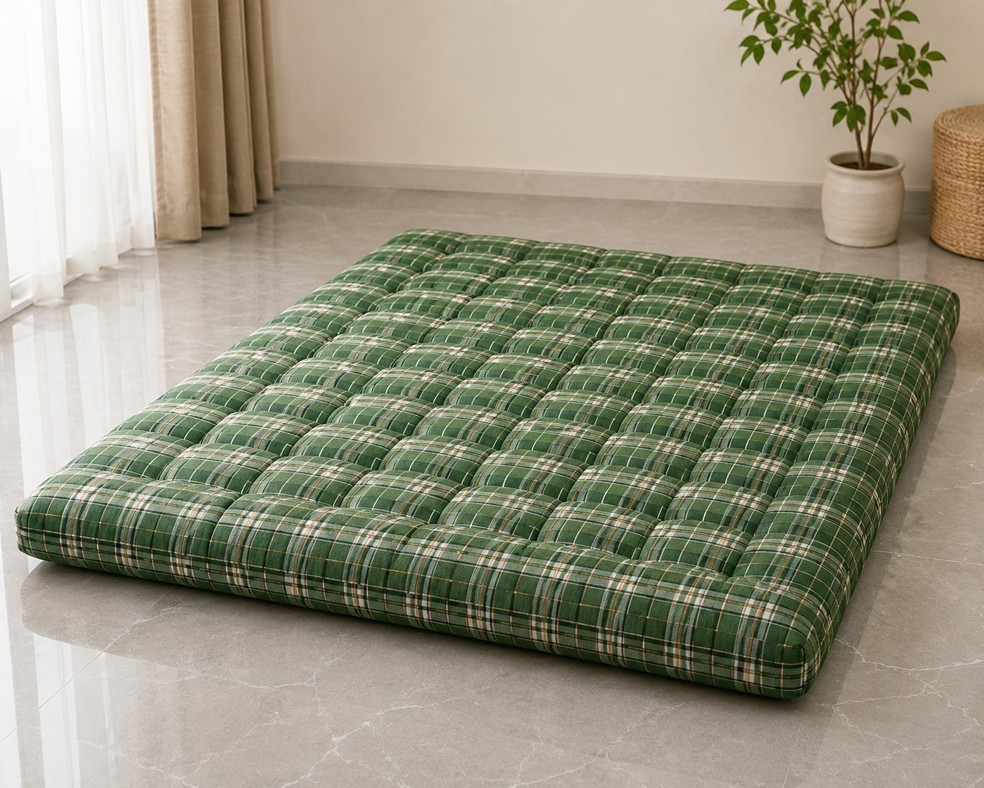Premium Green Cotton Mattress | Thick Soft & Comfortable Floor Gadda