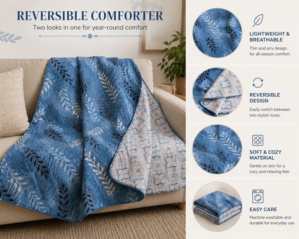 Premium Cotton Comforter | Soft Warm & Cozy Blanket for Winter